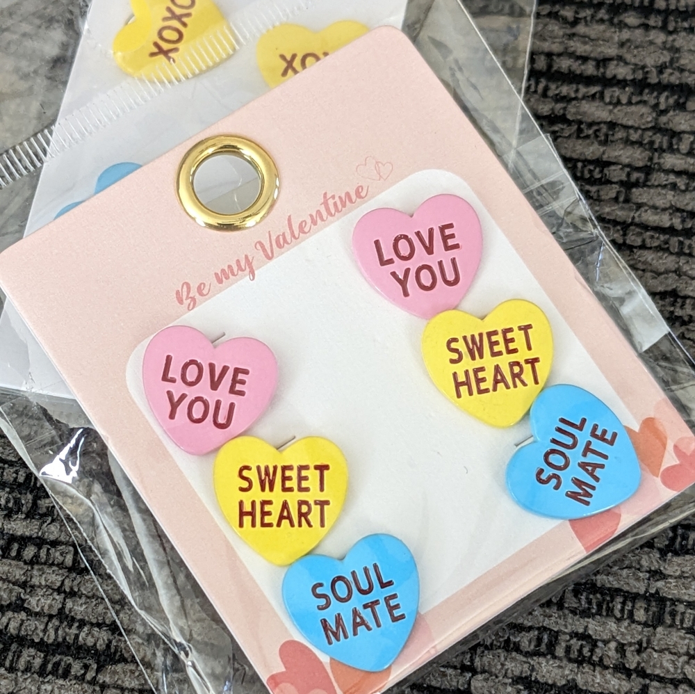 Candy Hearts Message Valentine's Day Earrings